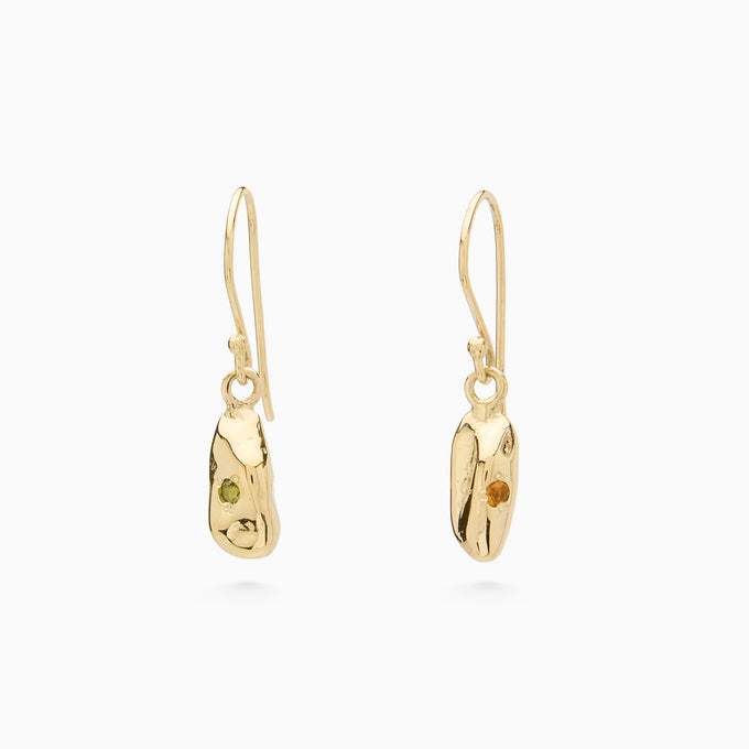 Birthstone Ingot Drop Earrings | Solid Yellow