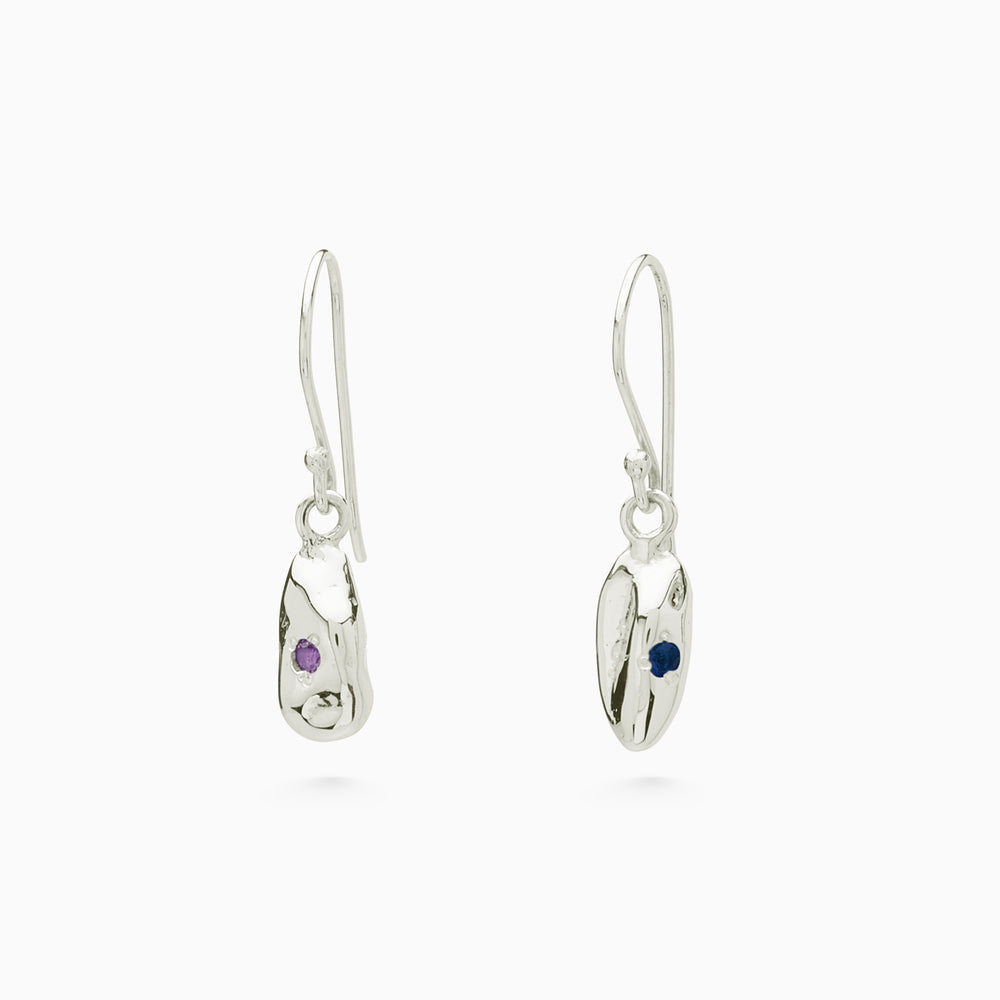 Birthstone Ingot Drop Earrings | Silver