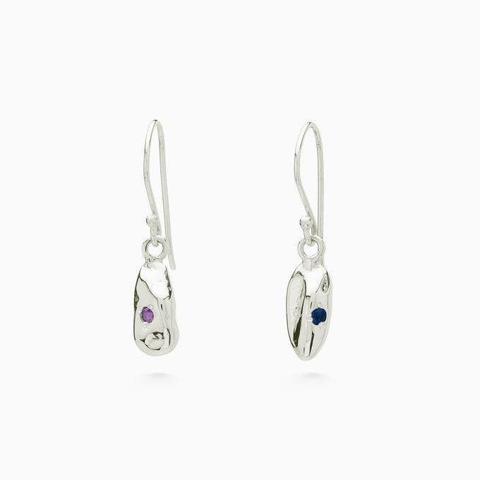 Birthstone Ingot Drop Earrings | Silver