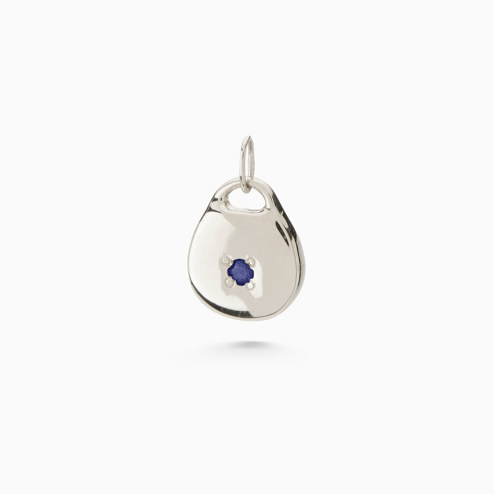 Round Stone Pendant | White Gold