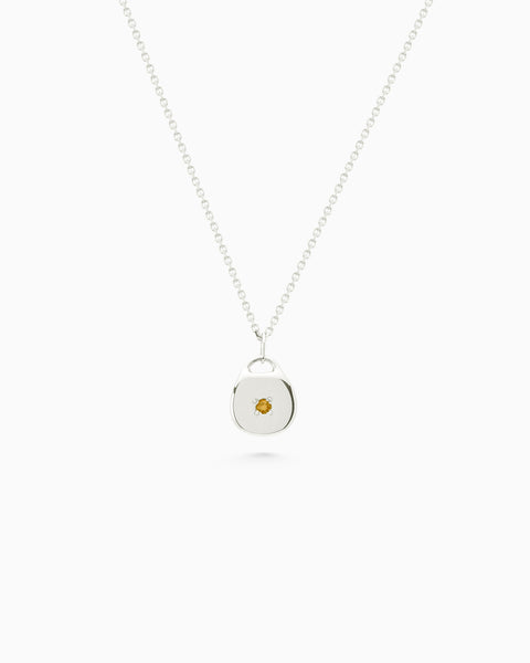 Round Stone Pendant | Silver