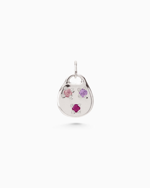 Round Stone Pendant | White Gold