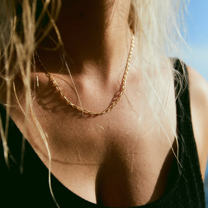 Fine Ribbon Link Necklace | Yellow Gold