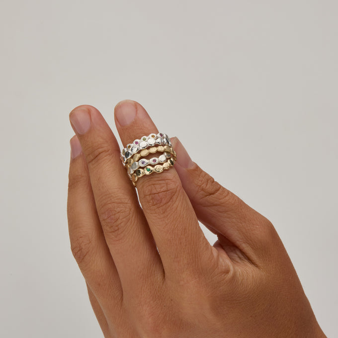 Ripple Circuit Ring | Solid White Gold
