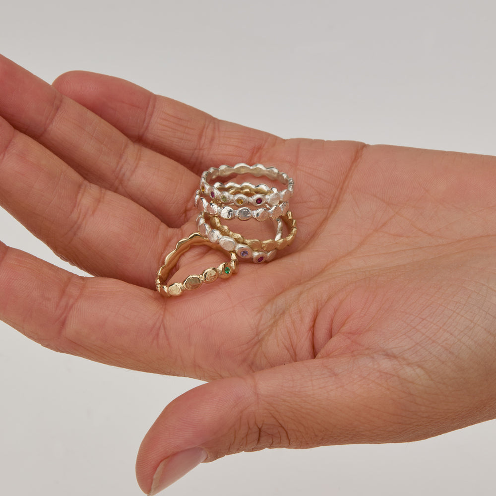 Ripple Circuit Ring | Solid White Gold