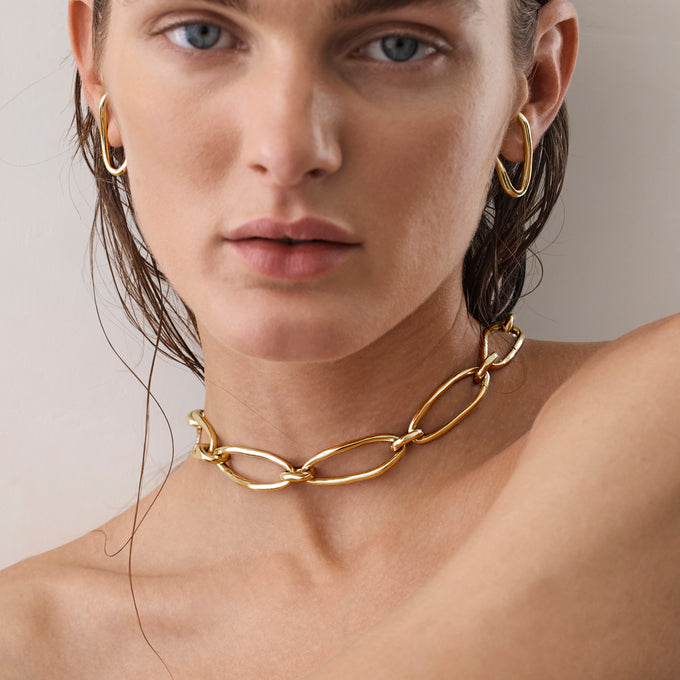 Oval Link Earrings | Gold
