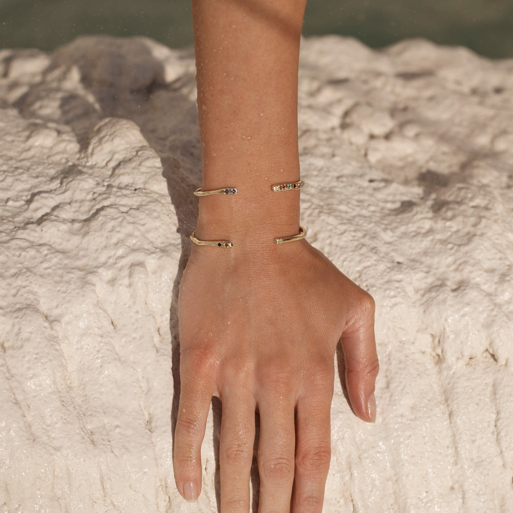 Collective Stone Cuff Bracelet | Solid Yellow Gold