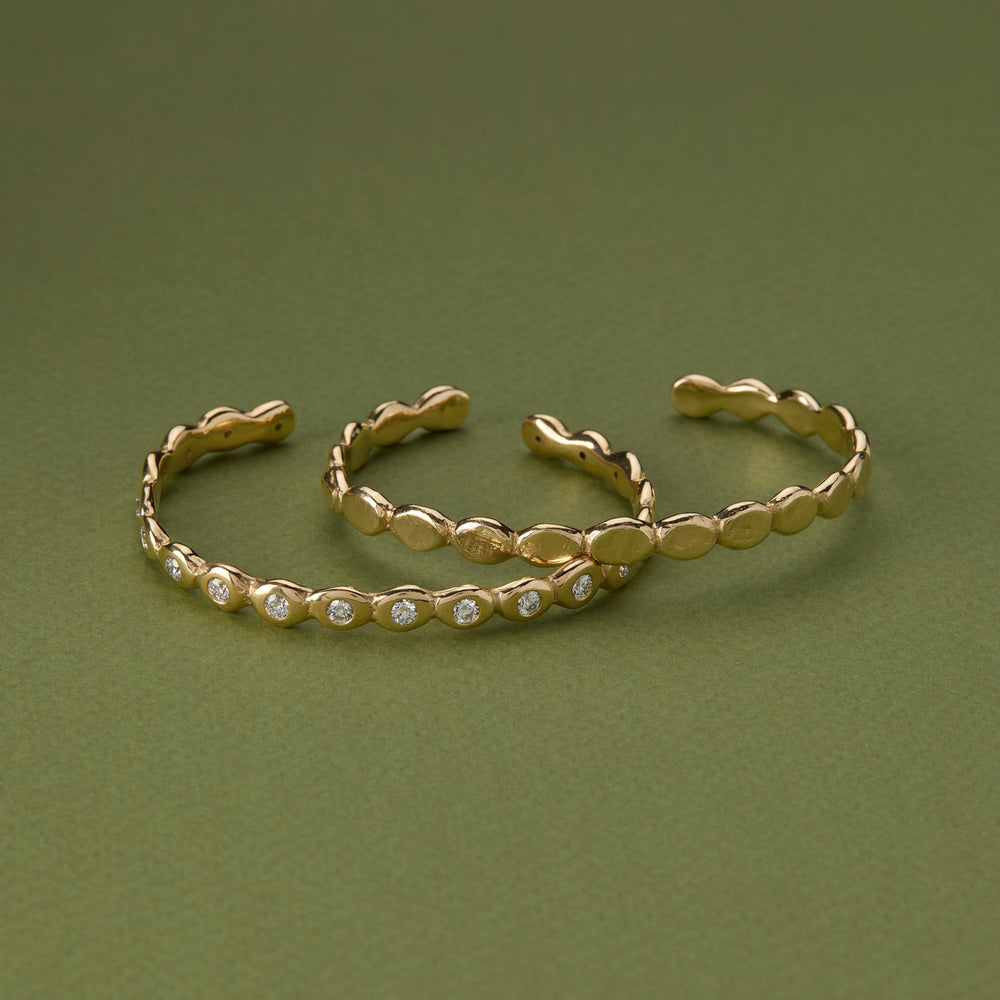 Ripple Diamond Cuff  | Solid Yellow Gold