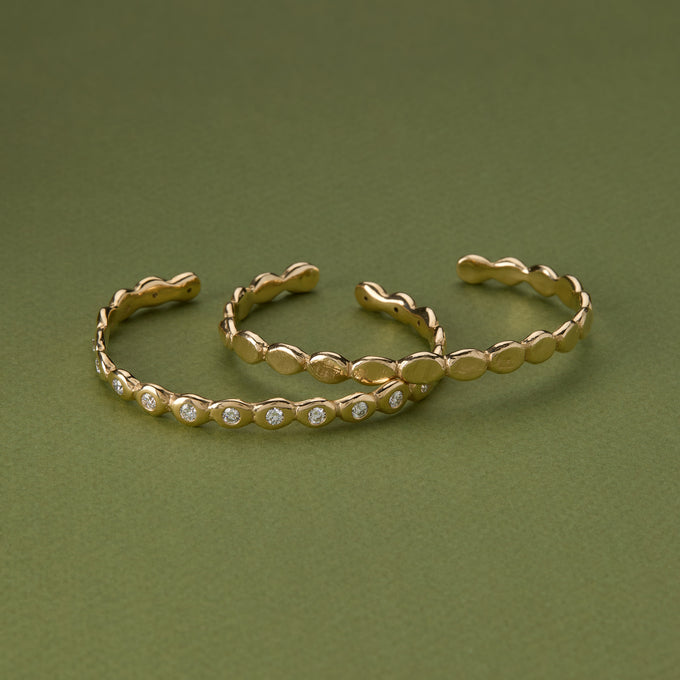 Ripple Diamond Cuff  | Solid Yellow Gold