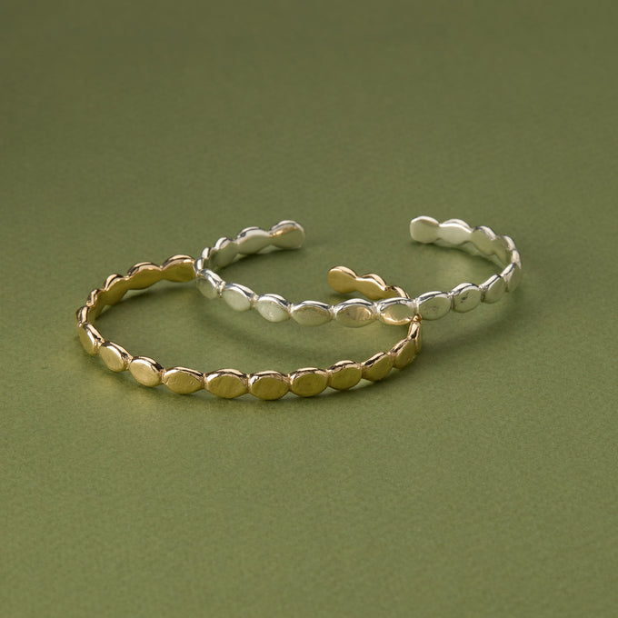Ripple Diamond Cuff  | Solid Yellow Gold