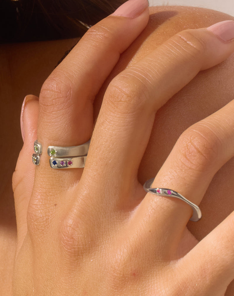 Curve Stone Ring | Silver