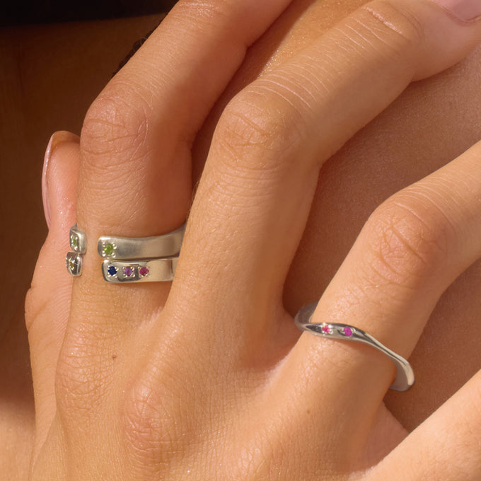 Curve Stone Ring | Silver