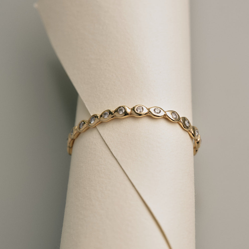 Ripple Diamond Cuff  | Solid Yellow Gold