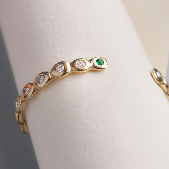 Ripple Diamond Cuff  | Solid Yellow Gold