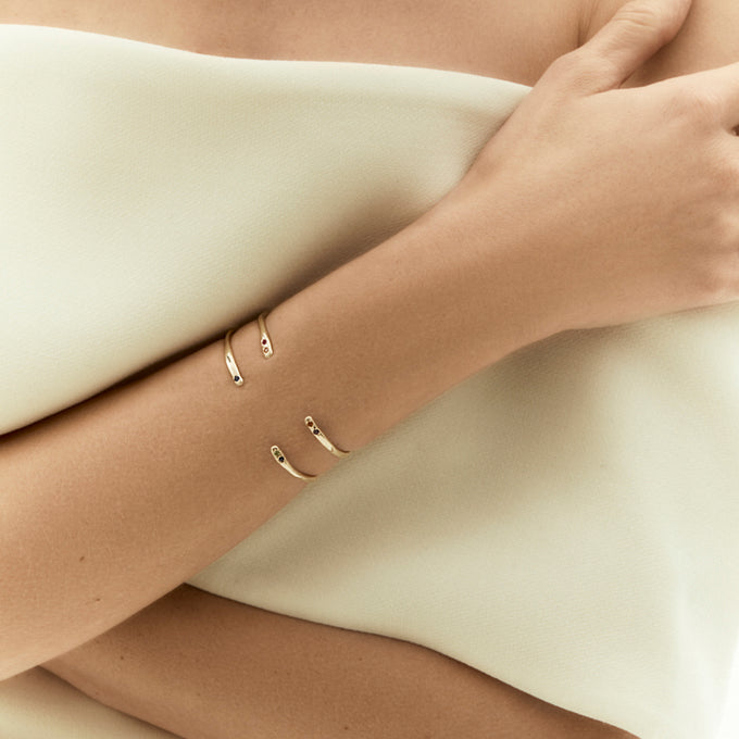 Collective Stone Cuff Bracelet | Solid Yellow Gold