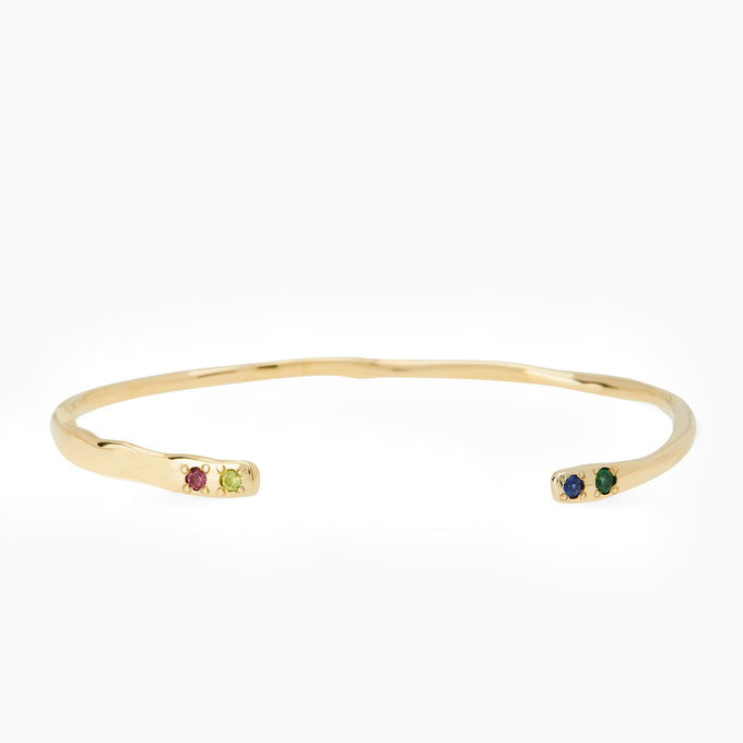 Collective Stone Cuff Bracelet | Solid Yellow Gold