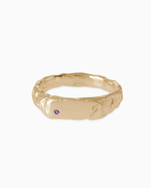 Custom Mason Ring (Stones & Engraving) | Yellow Gold