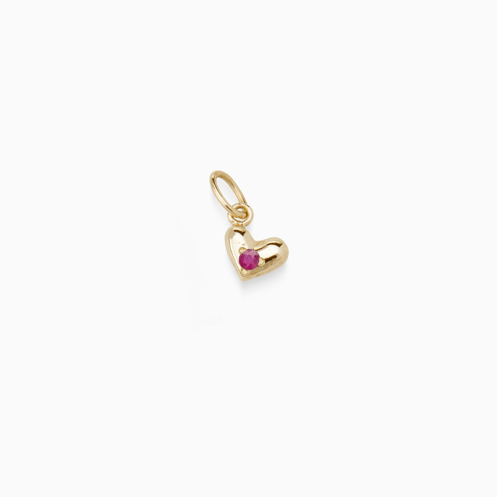 Mini Heart Birthstone Pendant | Solid Yellow Gold