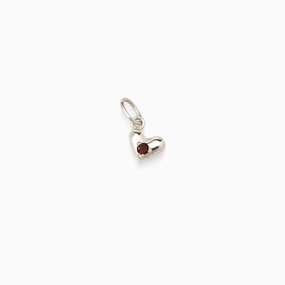 Mini Heart Birthstone Pendant | Silver