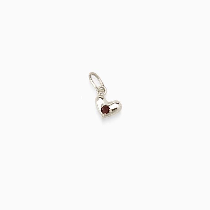 Mini Heart Birthstone Pendant | Silver