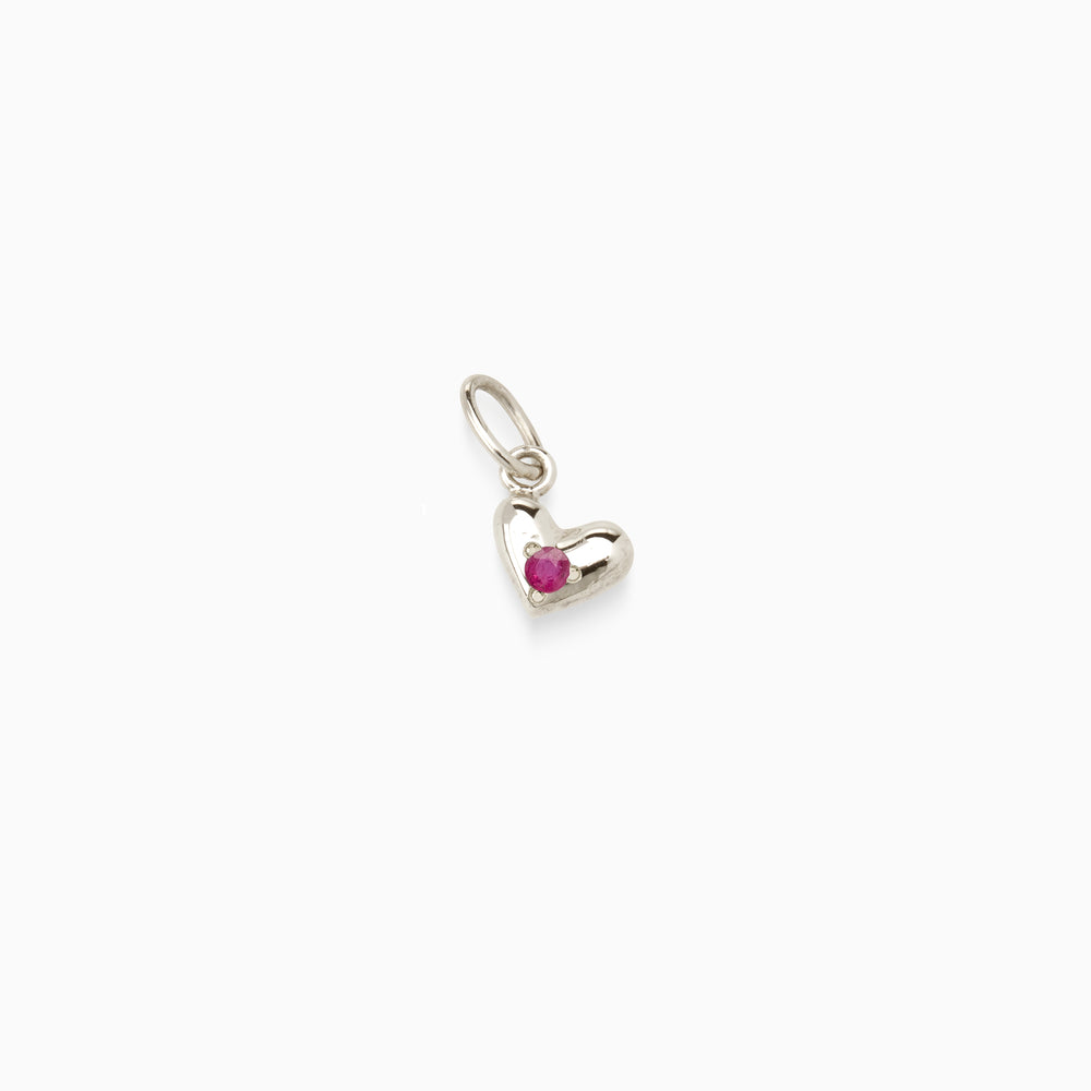 Mini Heart Birthstone Pendant | Silver