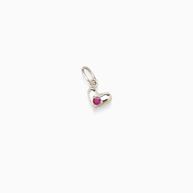Mini Heart Birthstone Pendant | Silver