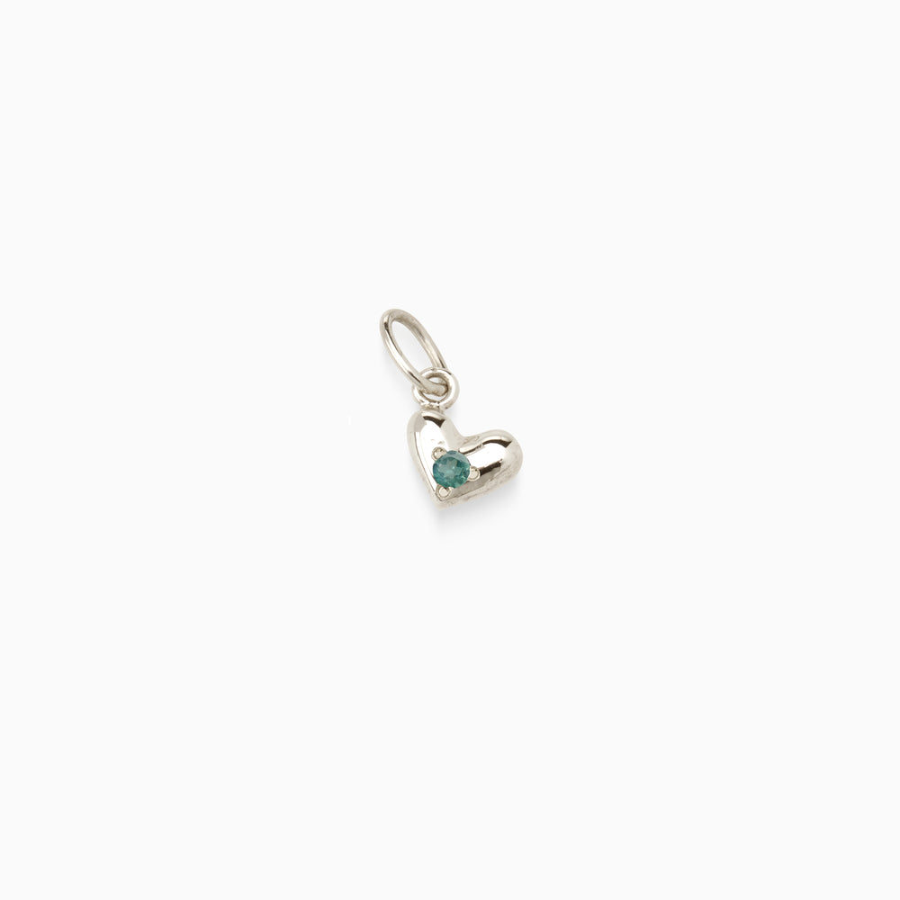 Mini Heart Birthstone Pendant | Silver
