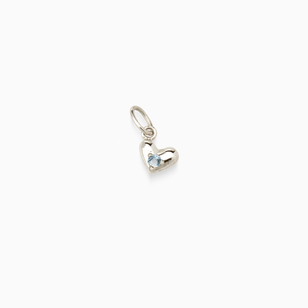 Mini Heart Birthstone Pendant | Silver