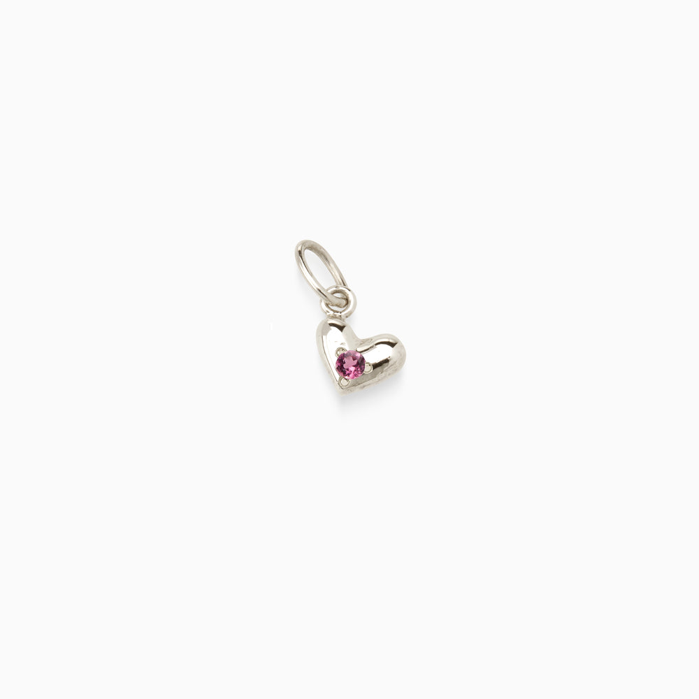 Mini Heart Birthstone Pendant | Silver