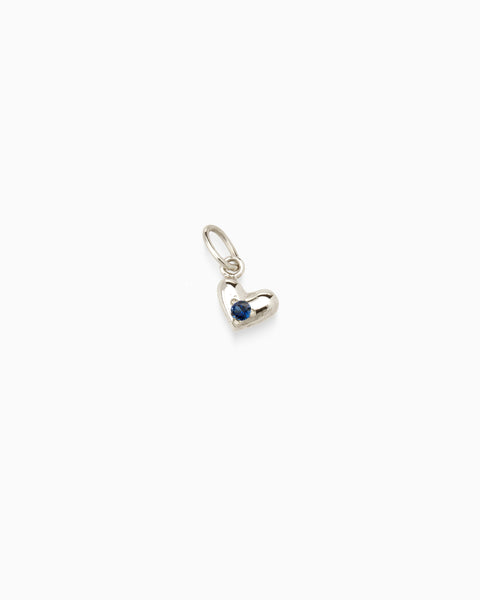 Mini Heart Birthstone Pendant | Silver