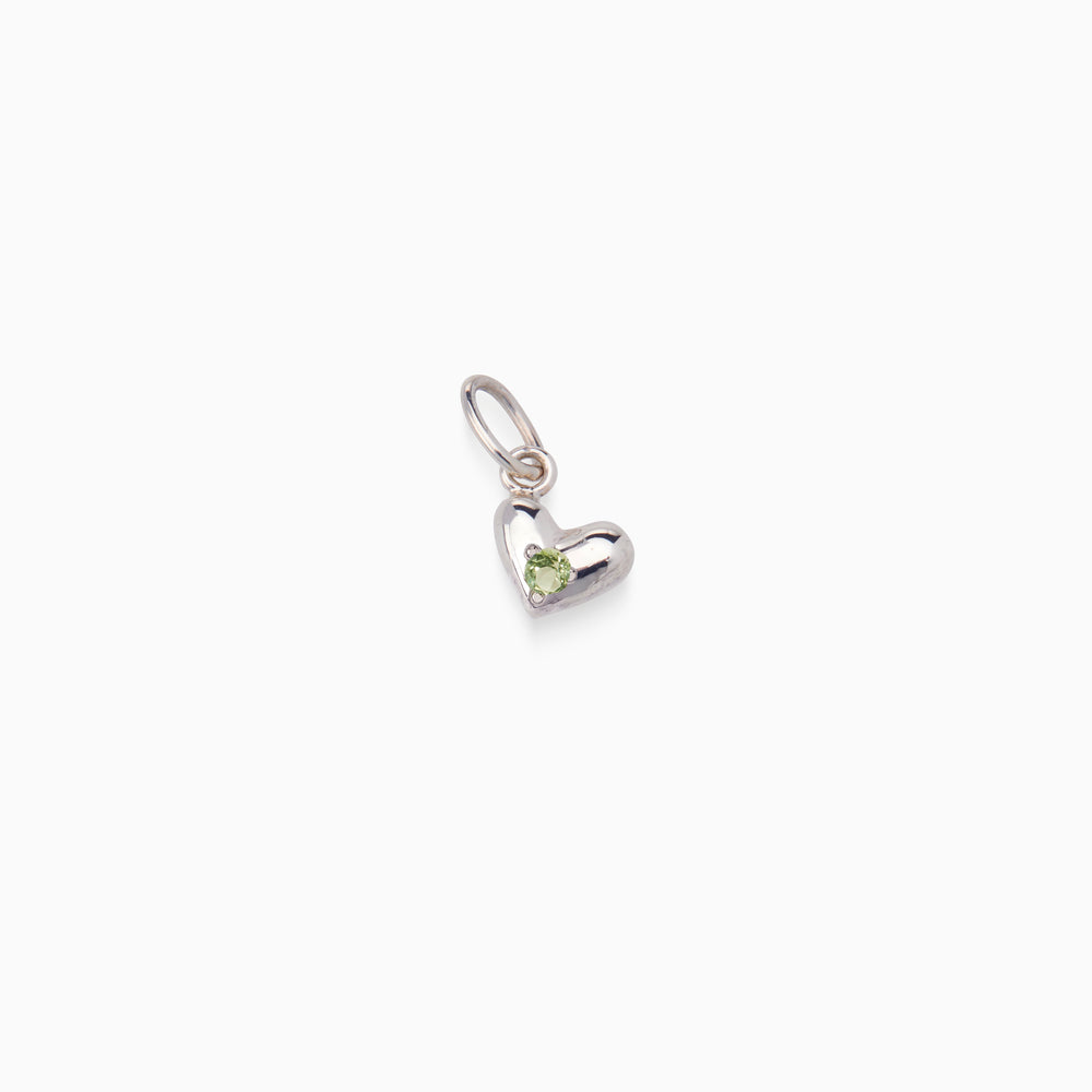 Mini Heart Birthstone Pendant | Solid White Gold