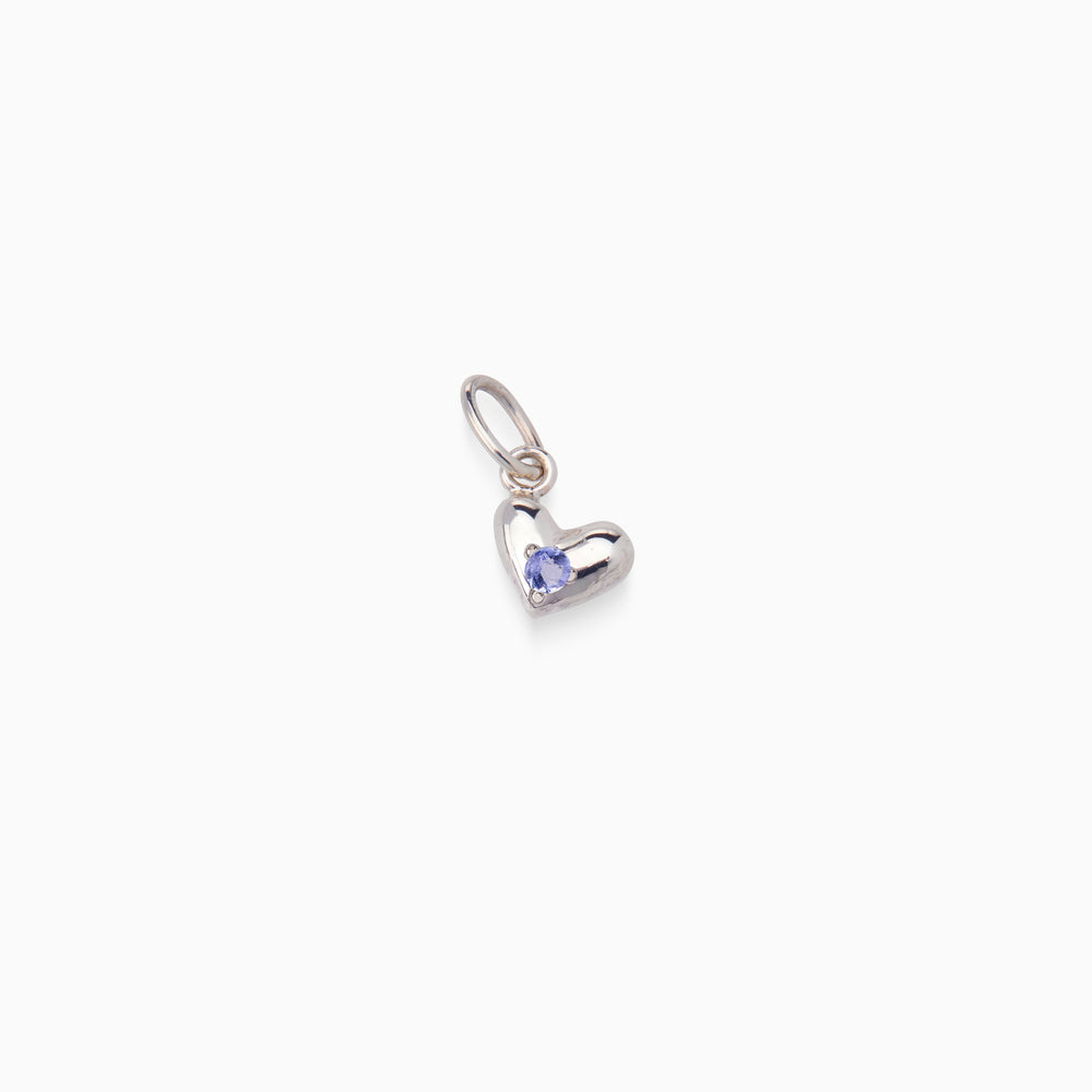 Mini Heart Birthstone Pendant | Solid White Gold