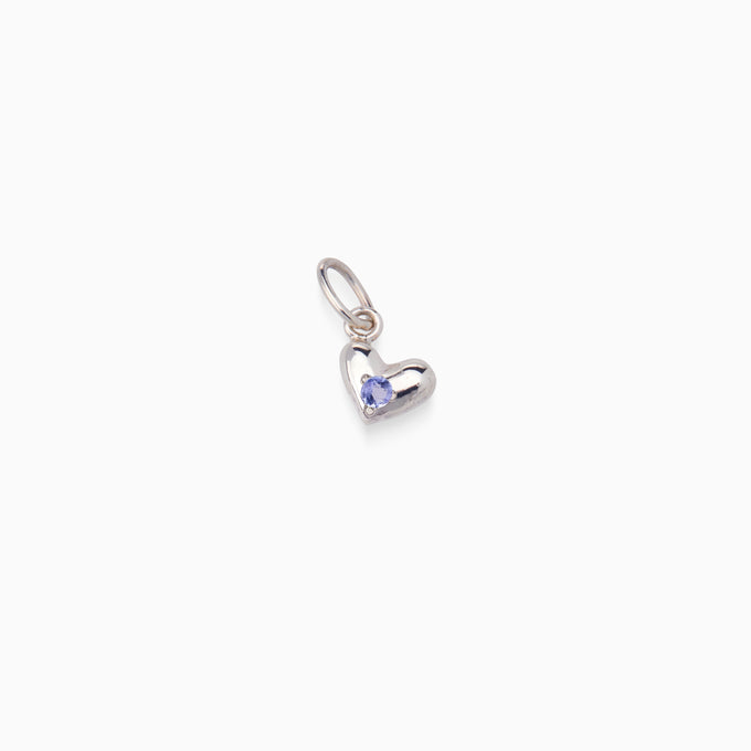 Mini Heart Birthstone Pendant | Solid White Gold
