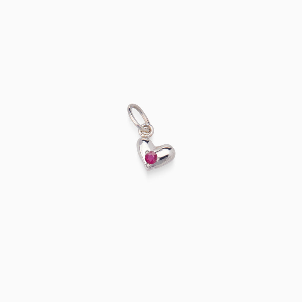 Mini Heart Birthstone Pendant | Solid White Gold