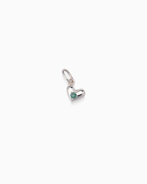 Mini Heart Birthstone Pendant | Solid White Gold