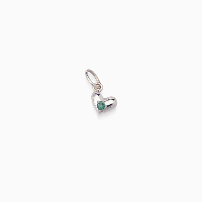 Mini Heart Birthstone Pendant | Solid White Gold