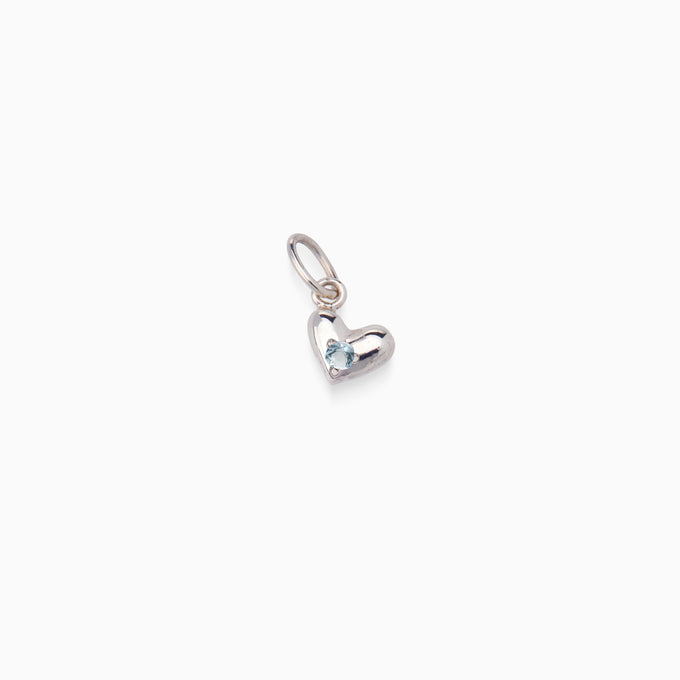 Mini Heart Birthstone Pendant | Solid White Gold