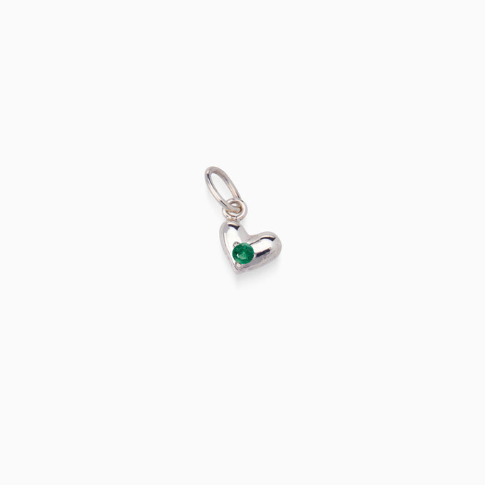Mini Heart Birthstone Pendant | Solid White Gold
