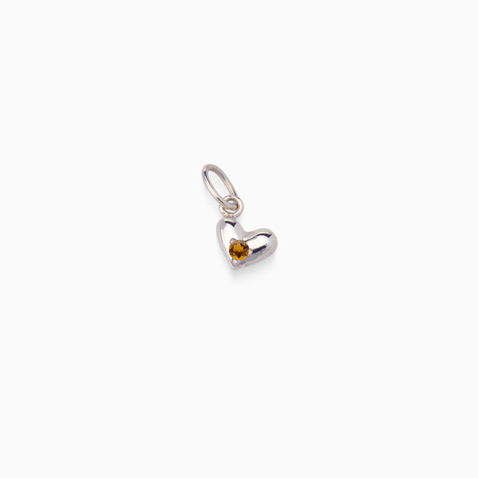 Mini Heart Birthstone Pendant | Solid White Gold