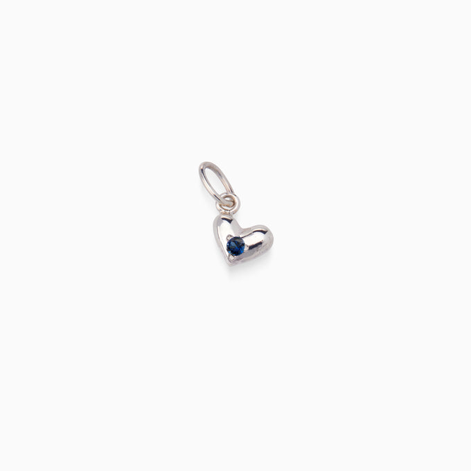 Mini Heart Birthstone Pendant | Solid White Gold