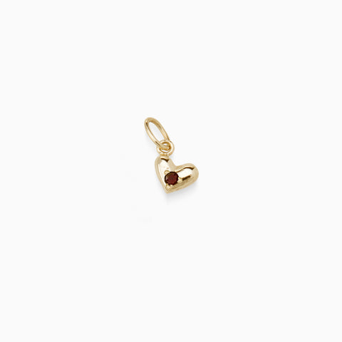 Mini Heart Birthstone Pendant | Solid Yellow Gold