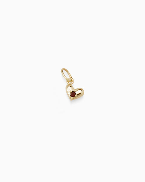 Mini Heart Birthstone Pendant | Solid Yellow Gold