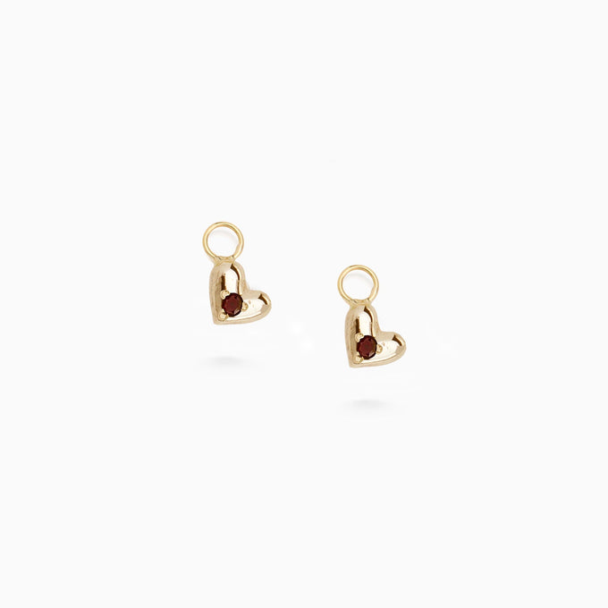 Mini Heart Stone Earring Charm | Yellow Gold