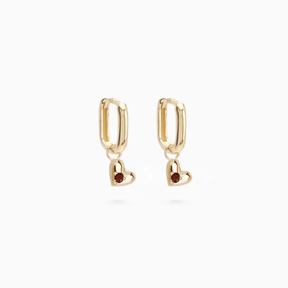 Mini Heart Stone Earring Charm | Yellow Gold