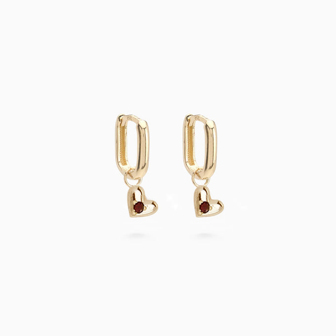 Mini Heart Stone Earring Charm | Yellow Gold