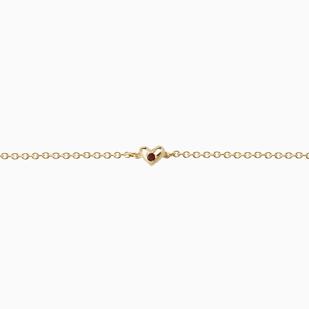 Mini Heart Stone Bracelet | Yellow Gold