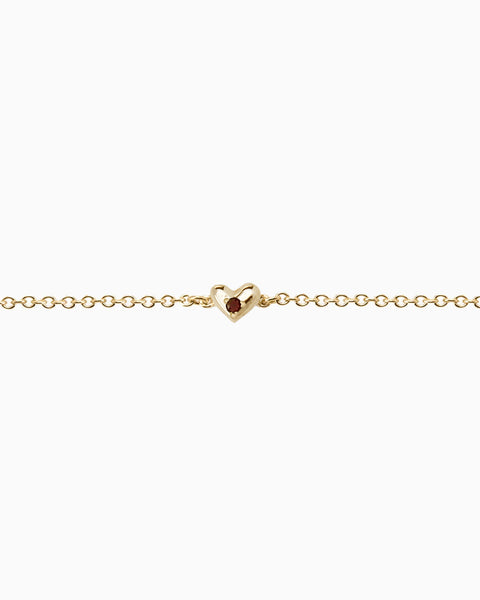 Mini Heart Stone Bracelet | Yellow Gold