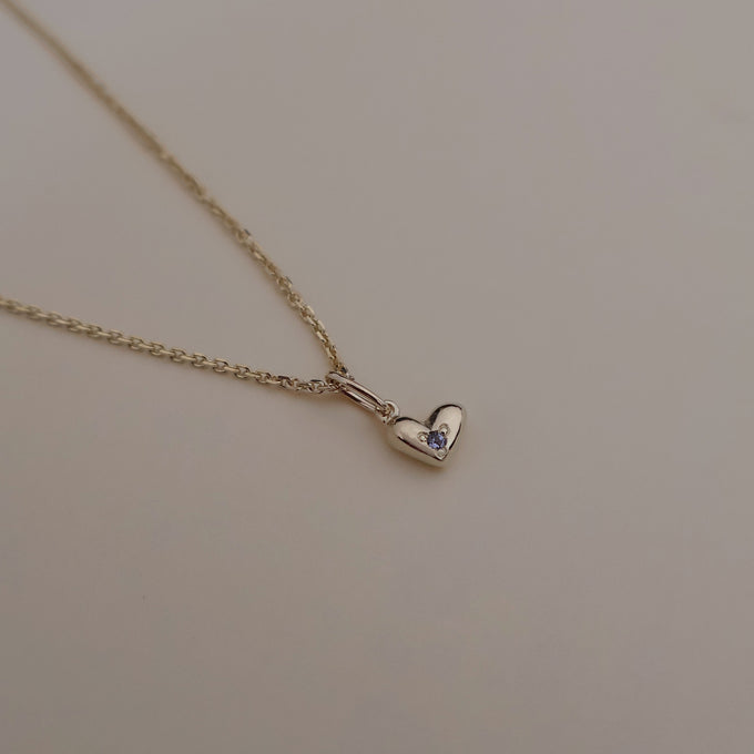 Mini Heart Stone Pendant | Solid Yellow Gold