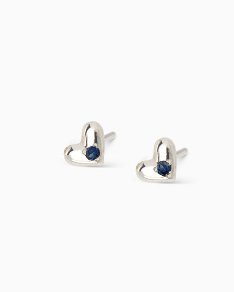 Mini Heart Stone Stud | Silver