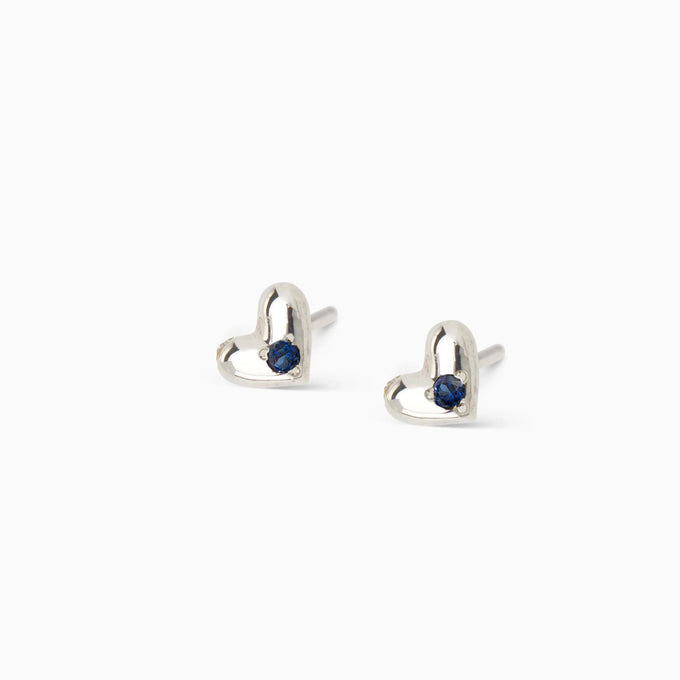 Mini Heart Stone Stud | Silver